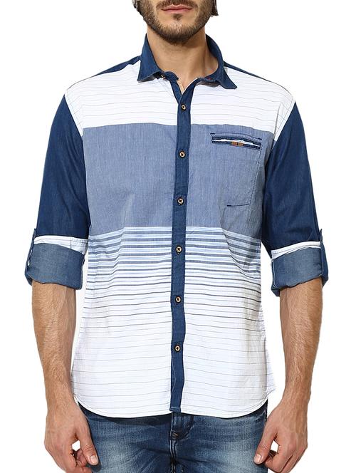 white striped cotton casual shirt - 11555491 - Very Small Image - 1