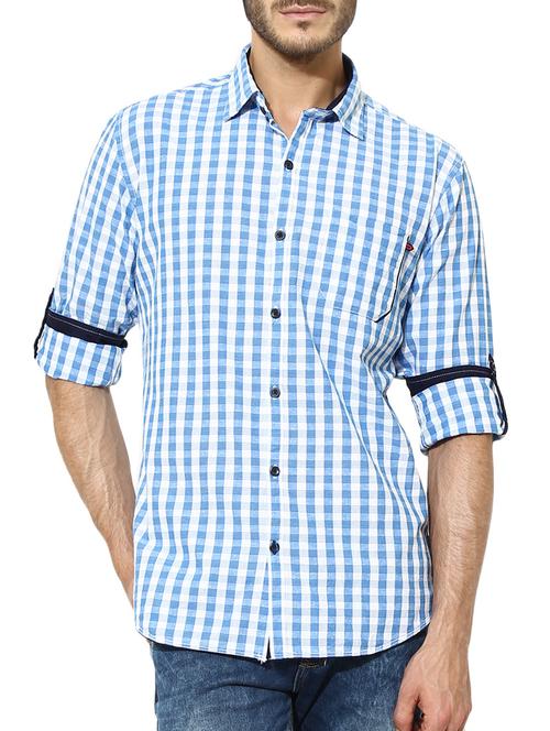 blue  cotton casual shirt - 11555515 - Very Small Image - 1