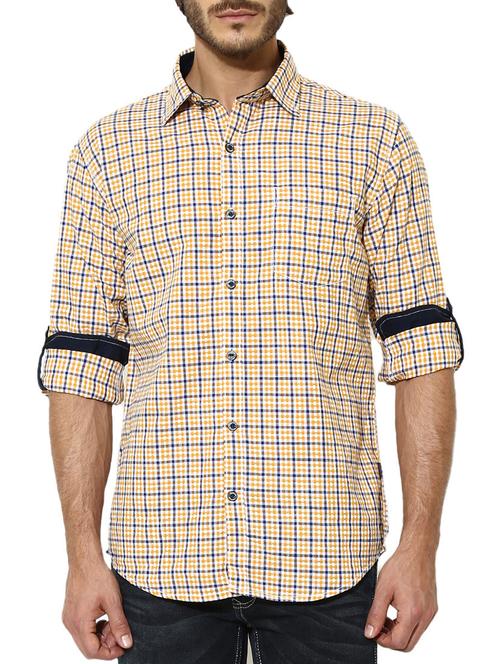 yellown cotton casual shirt - 11555520 - Very Small Image - 1
