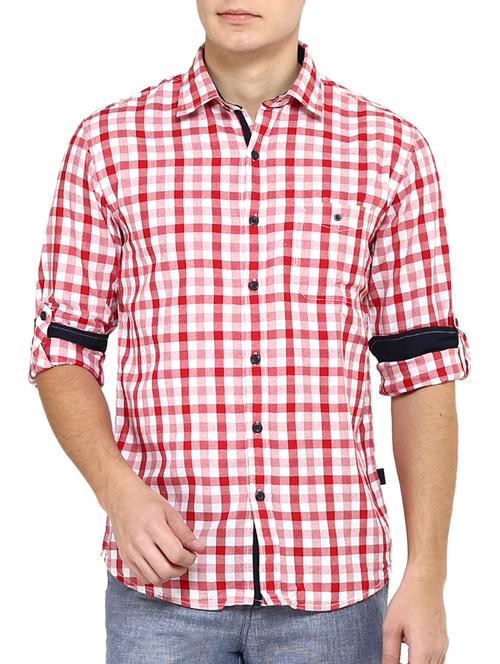 red cotton casual shirt - 11555569 - Very Small Image - 1