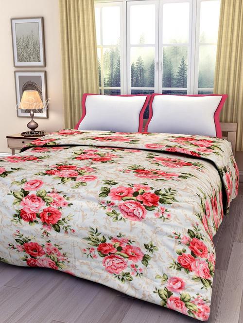 ecraftindia red floral double bed reversible ac blanket - 11556560 - Very Small Image - 1