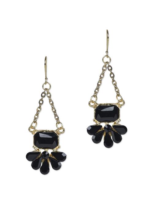 black stones metallic drop earrings - 1155900 - Very Small Image - 1