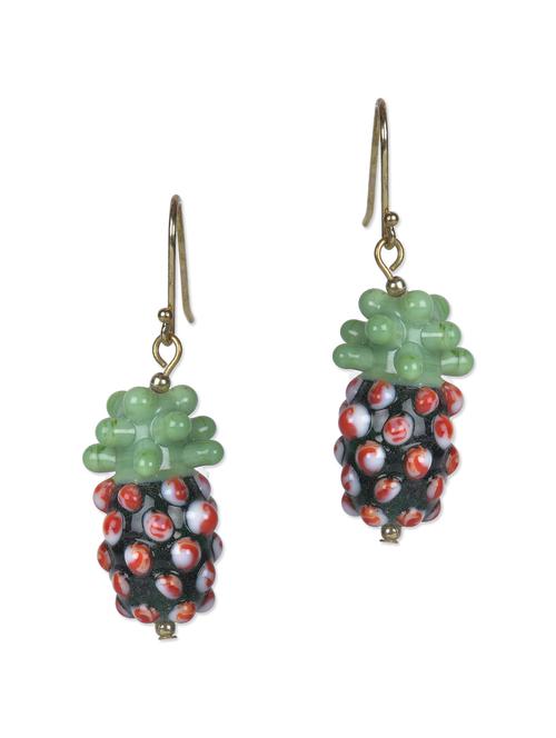multicolour stones metallic  pineapple earrings - 1155949 - Very Small Image - 1