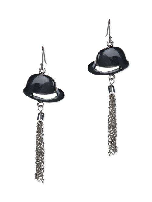 black enameled metallic drop earrings - 1155971 - Very Small Image - 1