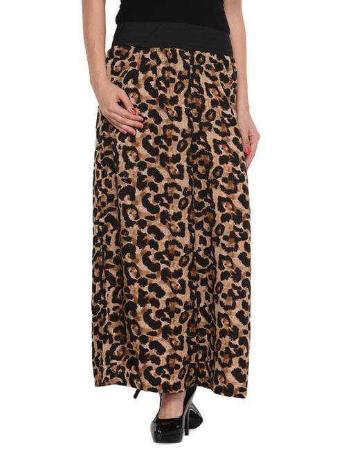 brown crepe animal print palazzo - 11564798 - Very Small Image - 1