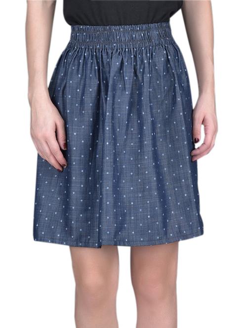 navy blue crepe denim printed skirt - 11564810 - Very Small Image - 1