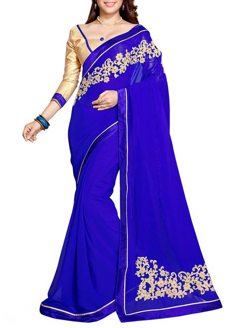 blue georgette saree with blouse - 11568754 - Very Small Image - 1