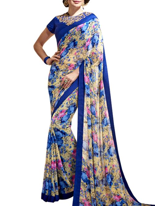 multi georgette saree - 11569340 - Very Small Image - 1