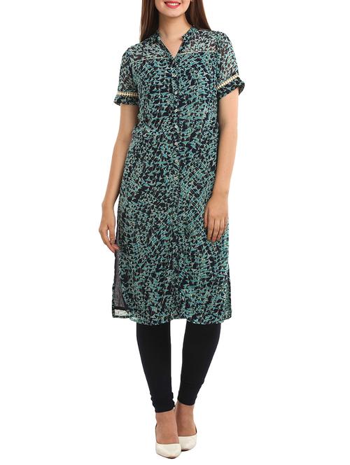 blue viscose kurta - 11570404 - Very Small Image - 1