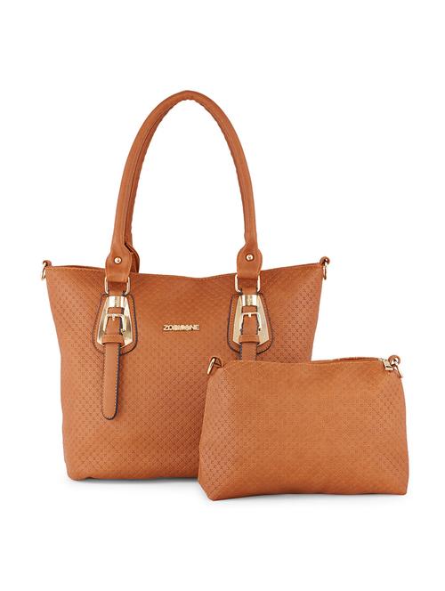 tan leatherette textured handbag - 11570493 - Very Small Image - 1
