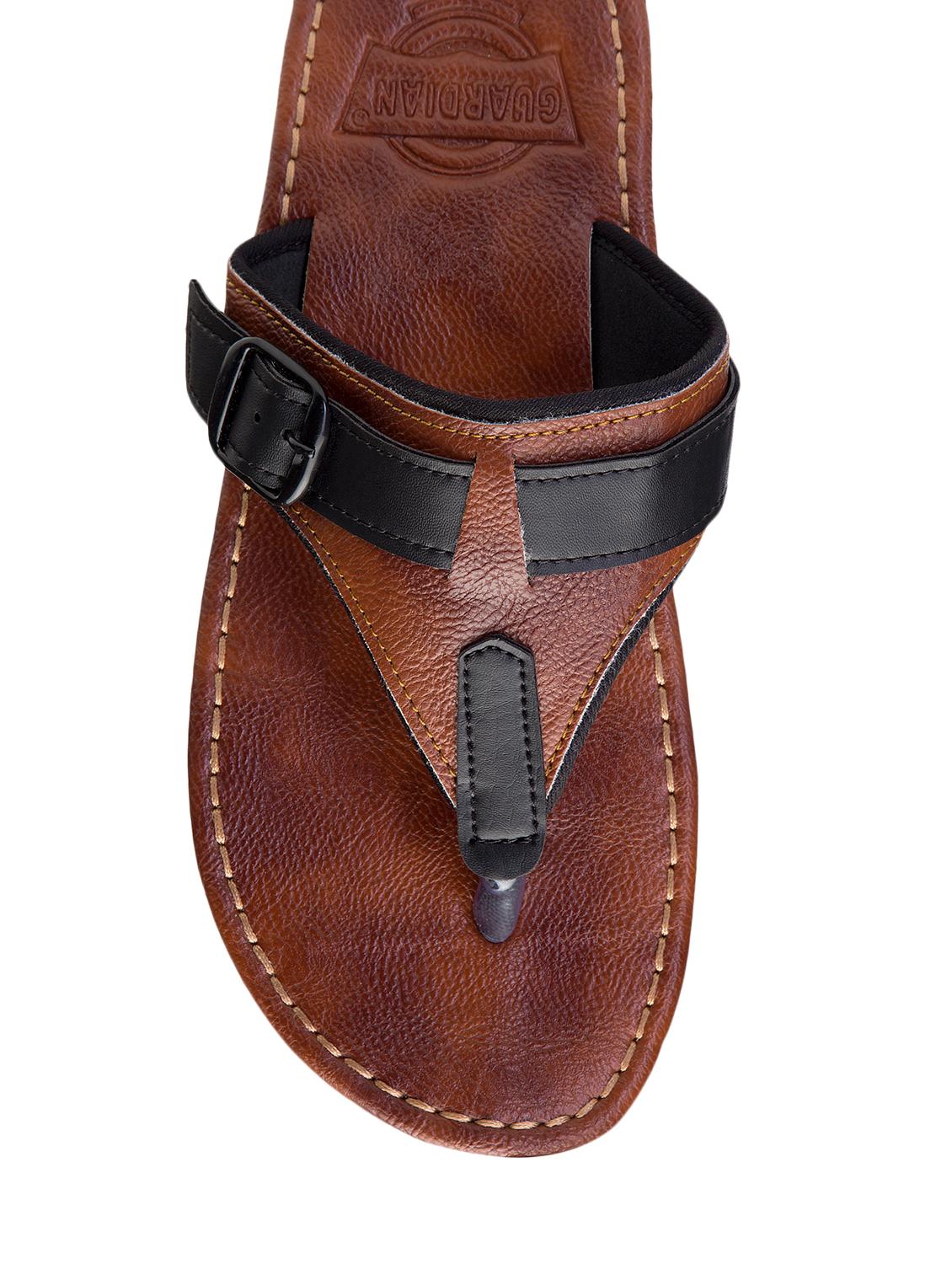 men brown color leatherette sandals - 11570891 - Standard Image - 2