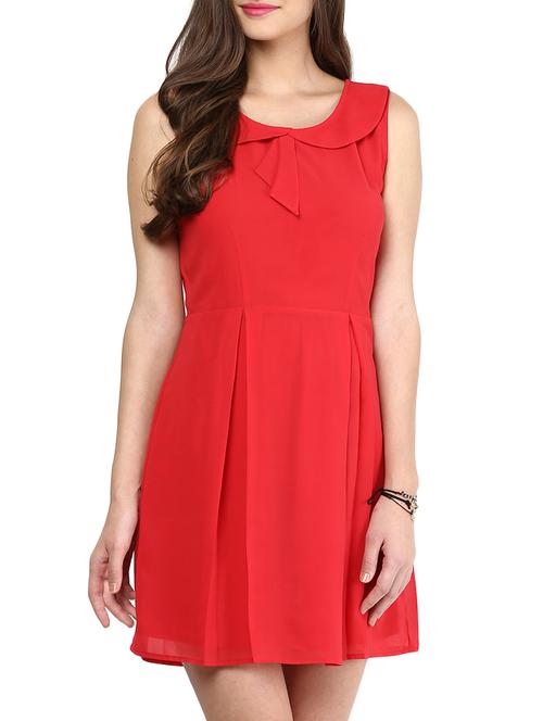 peter pan collar solid red hot dress - 1157155 - Very Small Image - 1