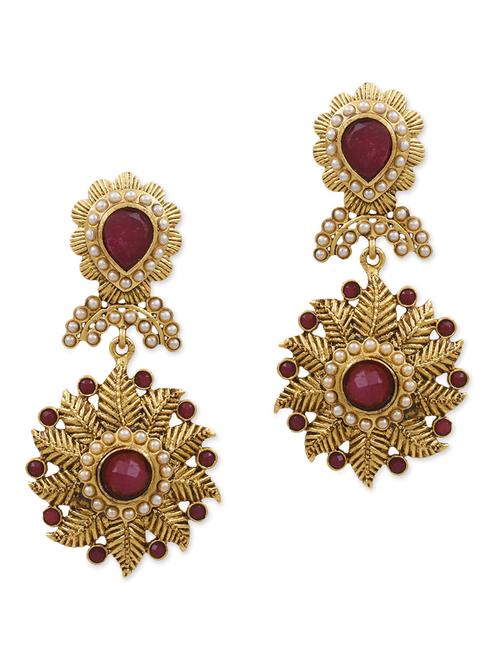 red and golden copper drop earring - 11575836 - Very Small Image - 1