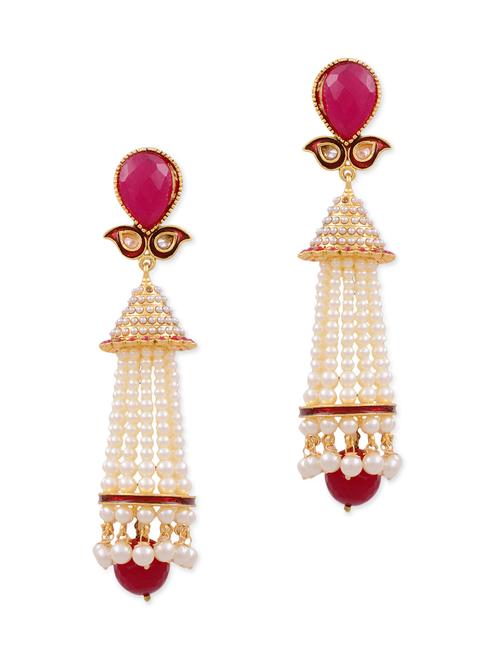 red and white copper drop earring - 11575839 - Very Small Image - 1