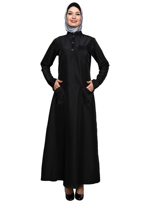 black full sleeved abaya - 11575959 - Very Small Image - 1