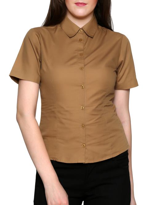 brown cotton regular shirt - 11576155 - Very Small Image - 1