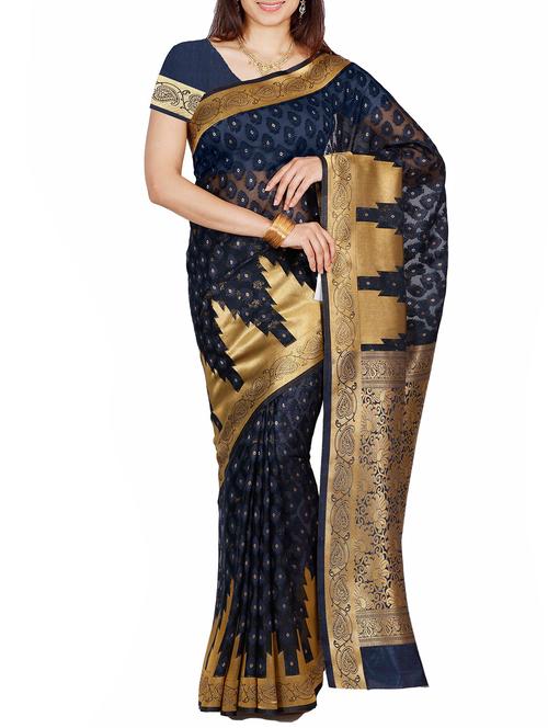 women's self design black colored saree - 11578072 - Very Small Image - 1