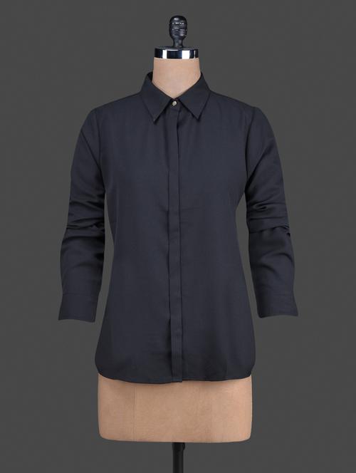 solid black long sleeves shirt - 1157891 - Very Small Image - 1