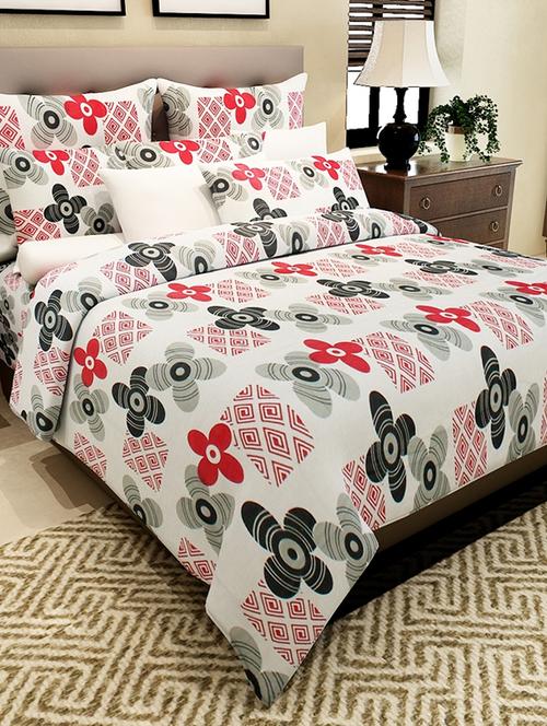 white cotton printed double bedsheet set - 11579176 - Very Small Image - 1