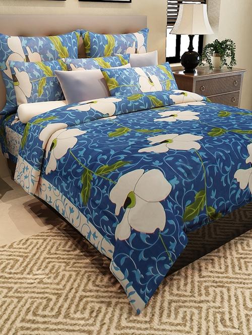 blue cotton printed double bedsheet set - 11579233 - Very Small Image - 1