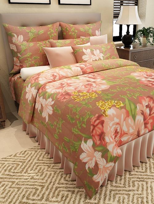 brown cotton printed double bedsheet set - 11579341 - Very Small Image - 1