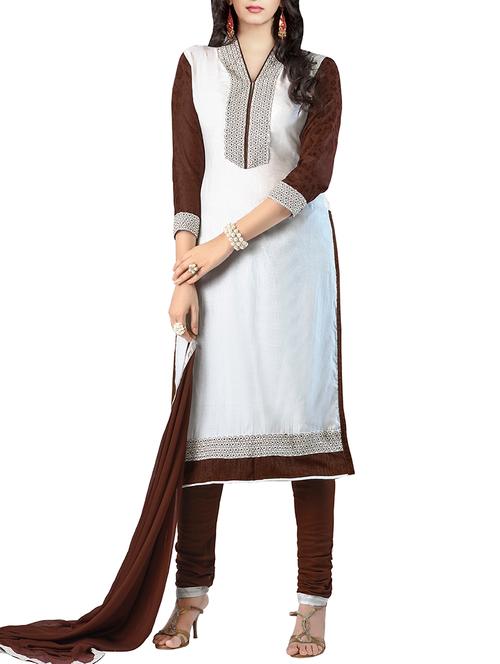 white cotton unstitched suit - 11579948 - Very Small Image - 1