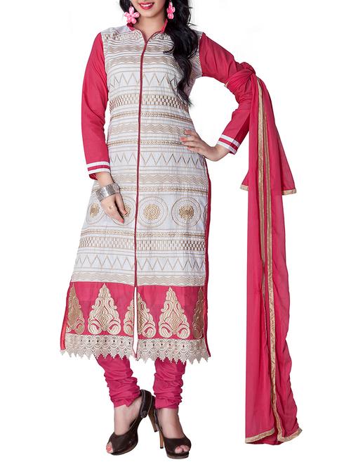 white cotton unstitched suit - 11579955 - Very Small Image - 1