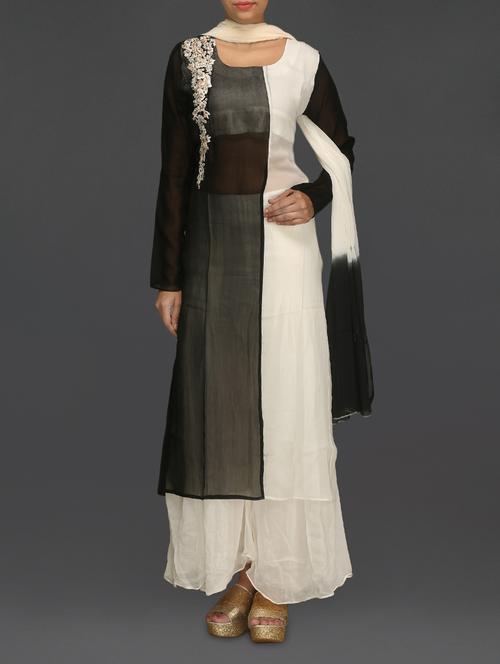 black and off-white embroidered suit set - 1158469 - Very Small Image - 1