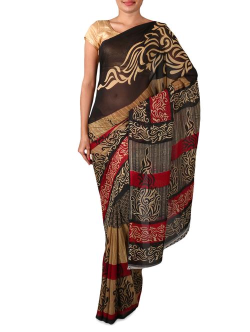 black dani georgette printed saree - 1158802 - Very Small Image - 1
