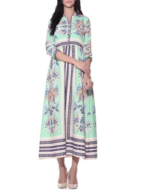 sea-green printed midi dress - 11588465 - Very Small Image - 1