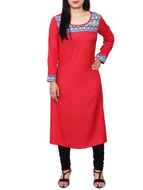 red viscose kurta - 11588729 - Very Small Image - 1