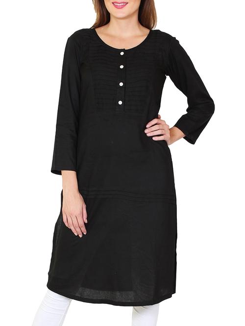 black plain  rayon kurta - 11588739 - Very Small Image - 1