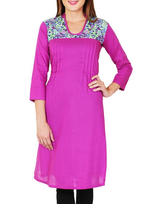 Pink Cotton Kurta - 11588752 - Very Small Image - 1