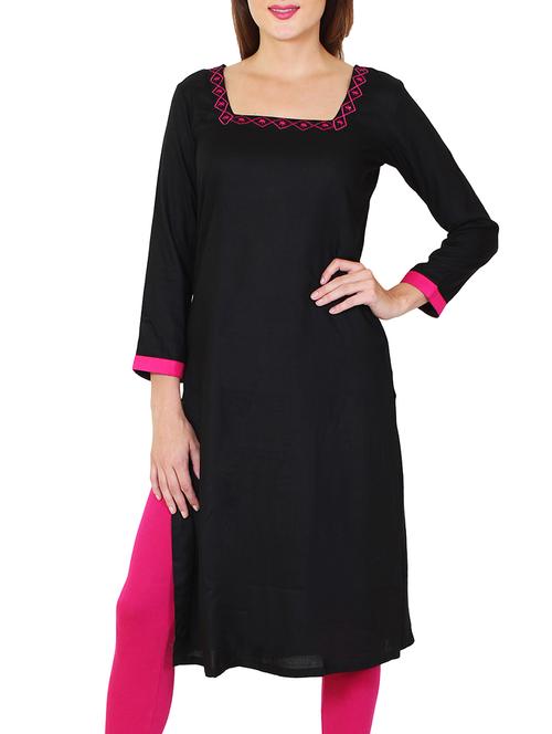black viscose kurta - 11588760 - Very Small Image - 1