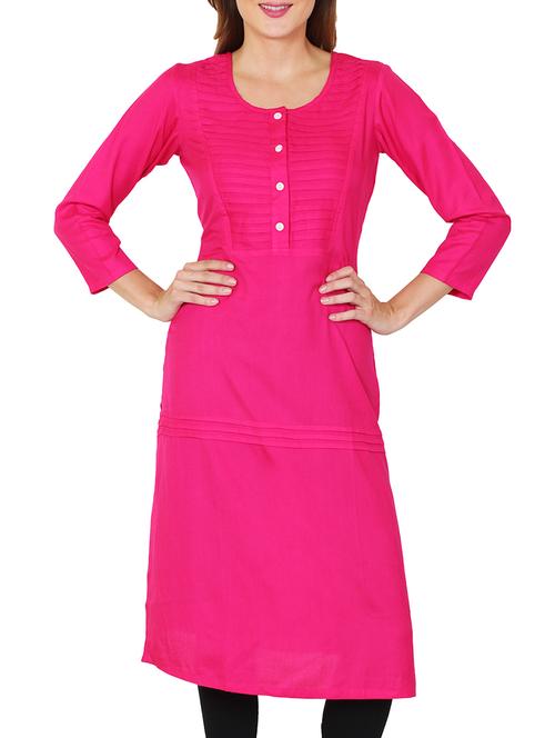 pink viscose aline kurta - 11588765 - Very Small Image - 1