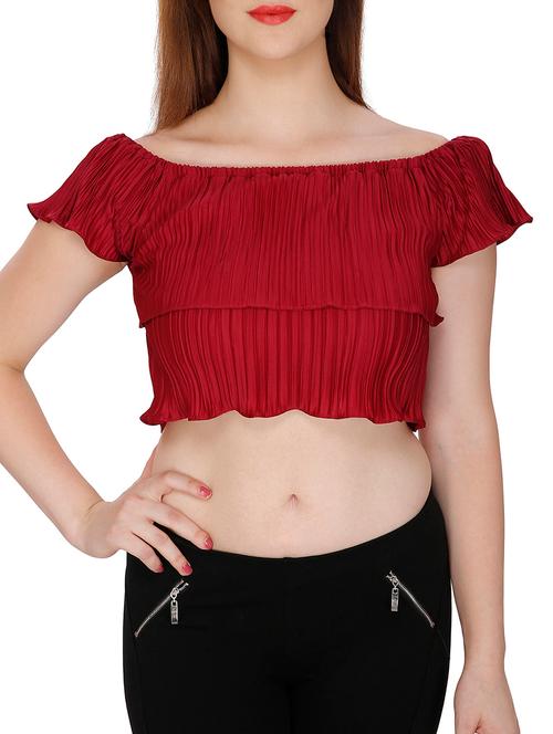 red polyester crop top - 11588814 - Very Small Image - 1