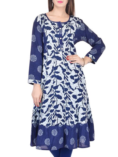 indigo printed cotton  kurta - 11590372 - Very Small Image - 1