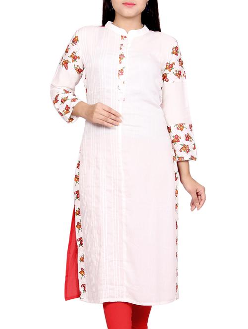 white solid  rayon kurta - 11591103 - Very Small Image - 1