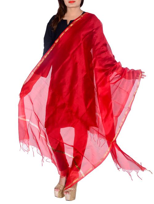 solid red chanderi dupatta - 11593919 - Very Small Image - 1