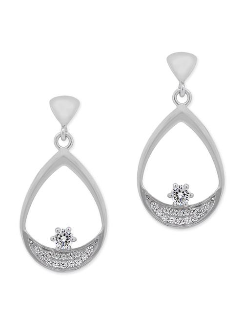 white silver drop earrings - 11597082 - Very Small Image - 1