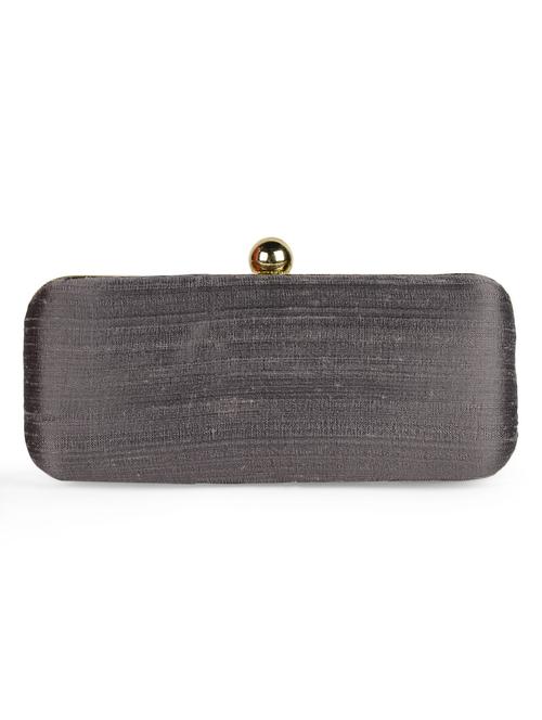 grey silk box clutch - 1159861 - Very Small Image - 1