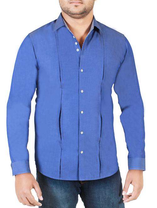 blue cotton casual shirt - 11599261 - Very Small Image - 1