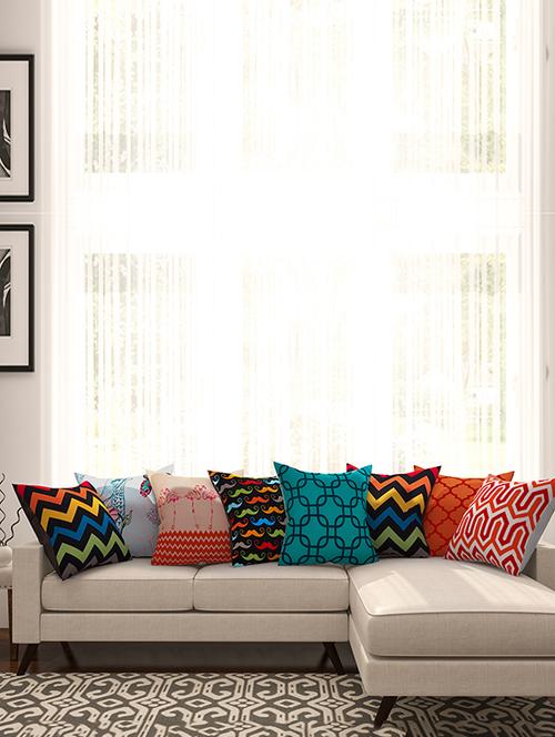 multicoloured cotton printed cushion cover (set of 8) - 11599572 - Very Small Image - 1