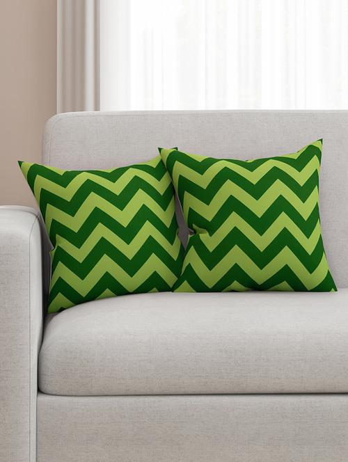 green cotton printed cushion cover (set of 2) - 11600606 - Very Small Image - 1