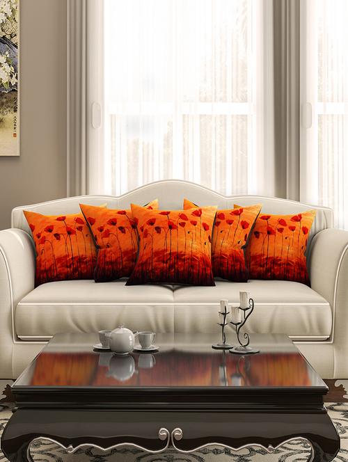 orange cotton printed cushion cover (set of 5) - 11600612 - Very Small Image - 1