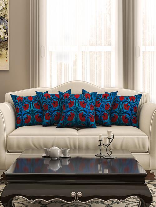 blue cotton printed cushion cover (set of 5) - 11600616 - Very Small Image - 1