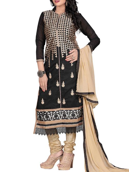 black silk embroidered dress material - 11608049 - Very Small Image - 1