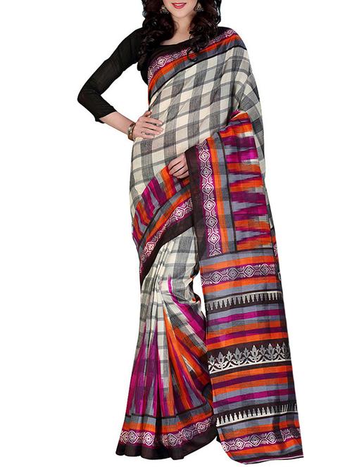 multi colored banglori silk printed saree with blouse - 11609167 - Very Small Image - 1