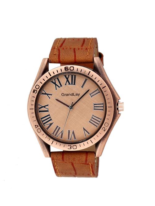brown leather analog watch - 11613165 - Very Small Image - 1