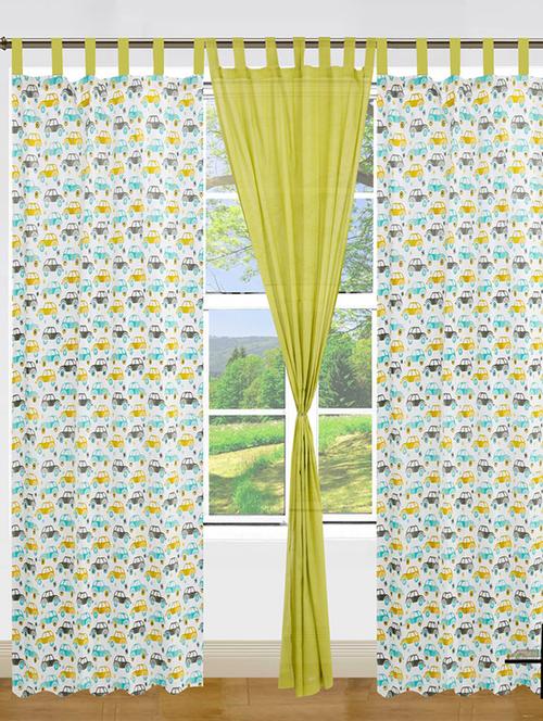 set of 3 multi car printed cotton loop curtain - 11625278 - Very Small Image - 1